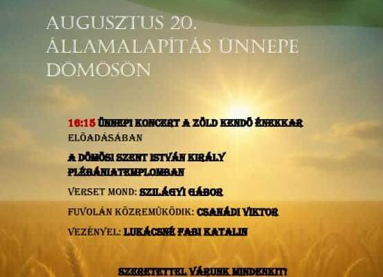 Meghívó 2025-08-20 Dömös Államalapítás ünnepe